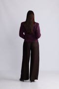Hairy Knit Fitted Sweater - Burgundy