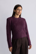 Hairy Knit Fitted Sweater - Burgundy
