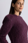 Hairy Knit Fitted Sweater - Burgundy