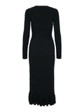 Mikke Ls Midi Knit Dress S - Black