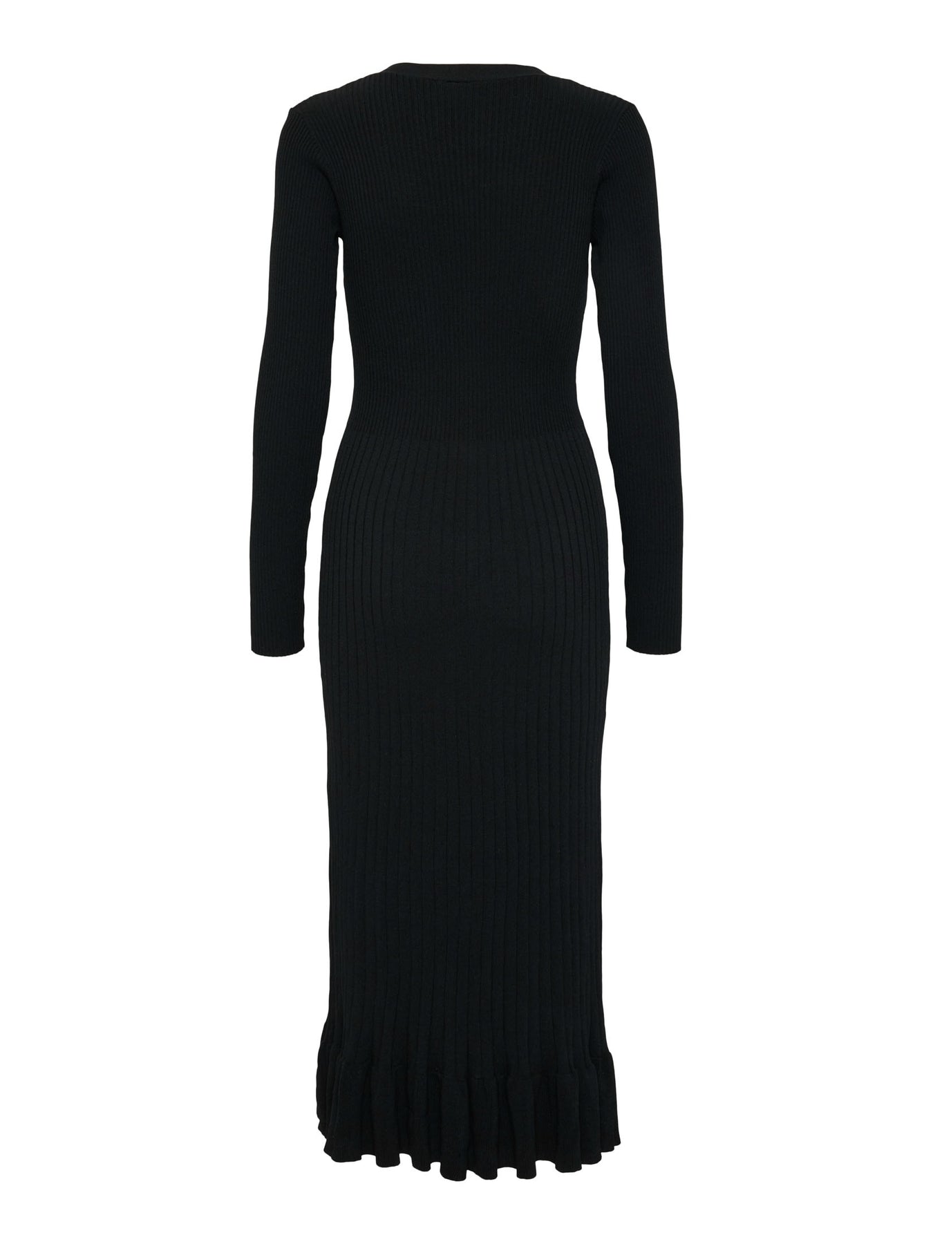 Mikke Ls Midi Knit Dress S - Black