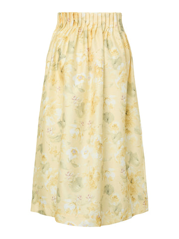 Yaslemon HW Ankle Skirt - Pale Banana Lemon Print