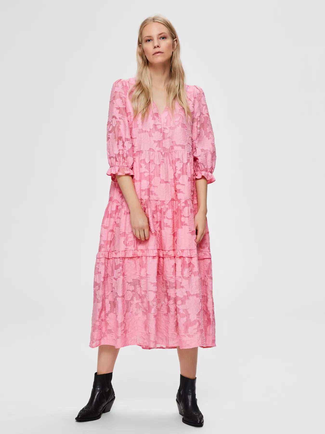Sadie 3/4 Midi Dress B - Rosebloom