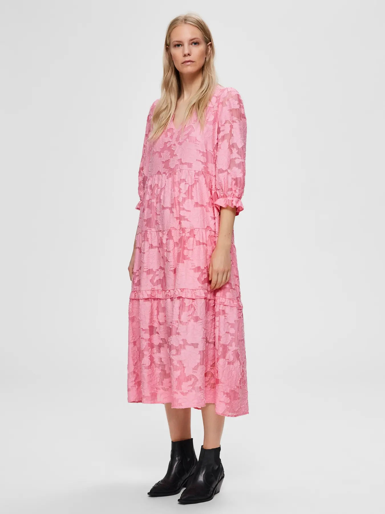 Sadie 3/4 Midi Dress B - Rosebloom