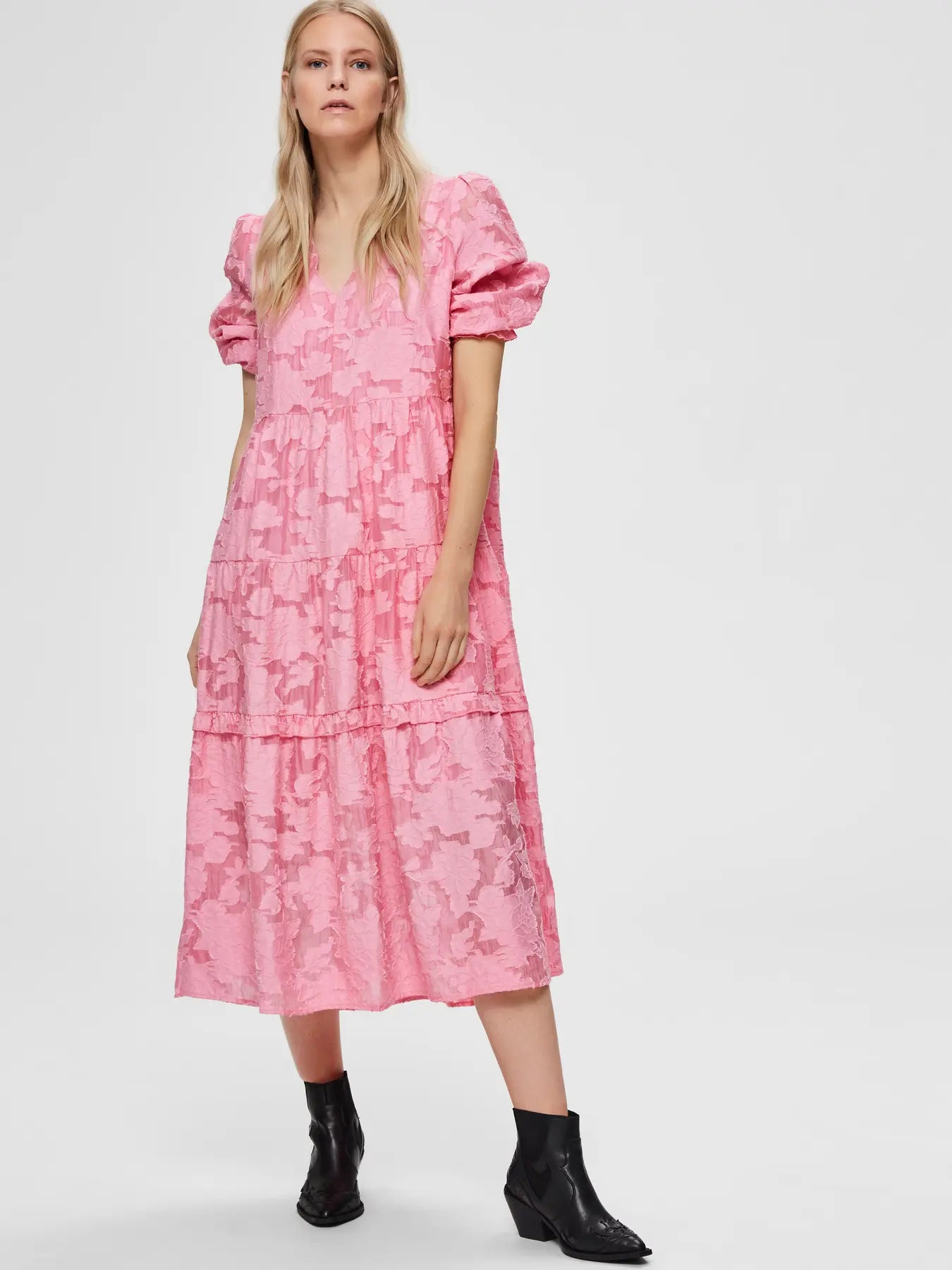 Sadie 3/4 Midi Dress B - Rosebloom