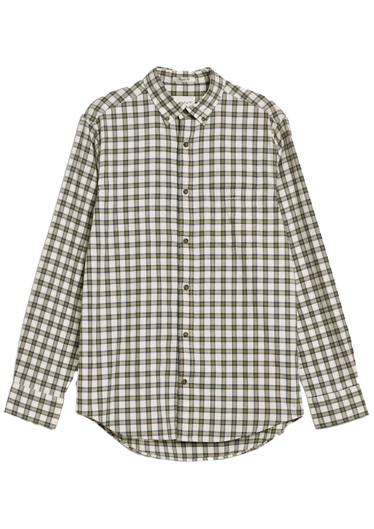 Reg Micro Tartan Flannel Shirt - Cream