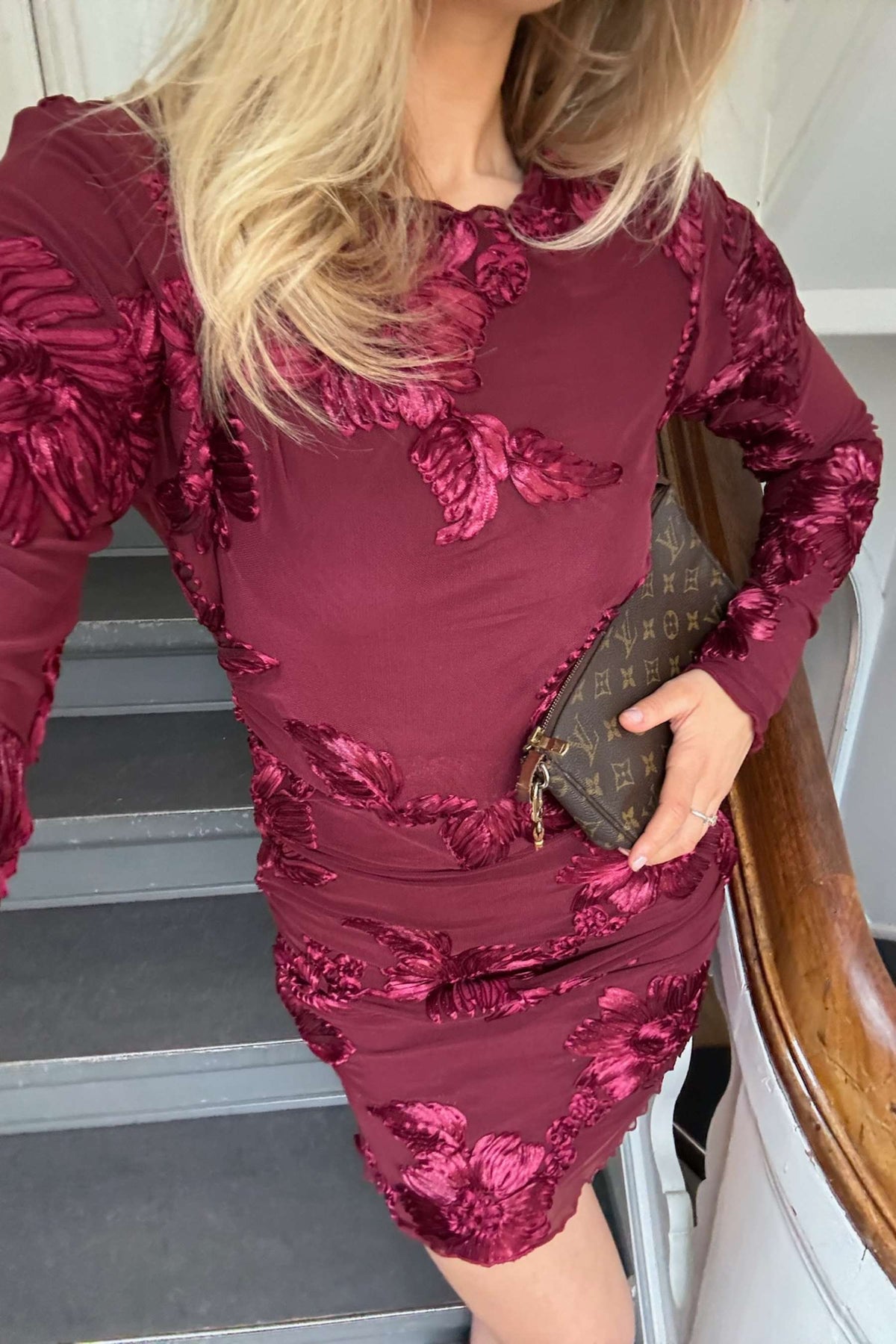 Majaic Mesh Dress - Bordeaux