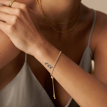 Fine Crystal Tennis Slider Bracelet - Pale Gold