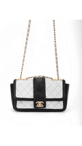 Chanel Single Flap Shoulder Bag - Light Blue/Black
