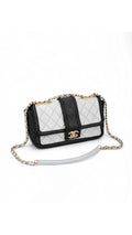Chanel Single Flap Shoulder Bag - Light Blue/Black