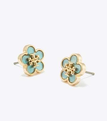 Kira Flower Stud - Tory Gold / Blue