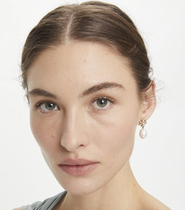 Kira Pave Pearl Drop Earring - Tory Gold / Pearl
