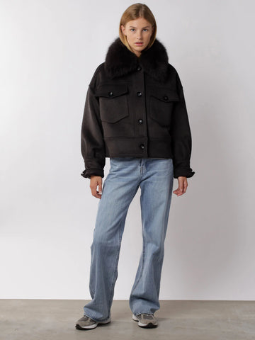 Charlie Jacket - Faux Fur - Wool Black
