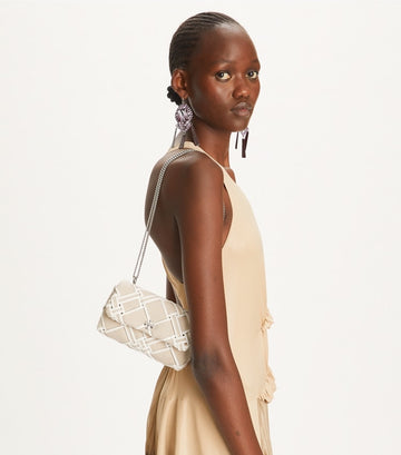 Kira Woven Canvas Mini Flap Bag - Natural / Blanc