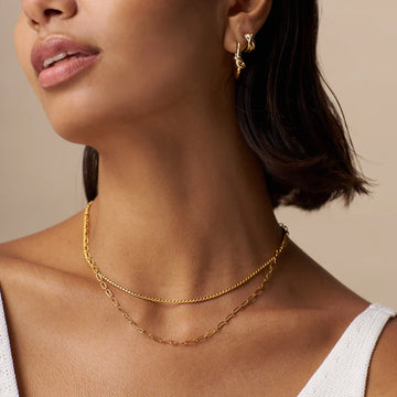 Open Link Chain 2-Row Necklace - Gold