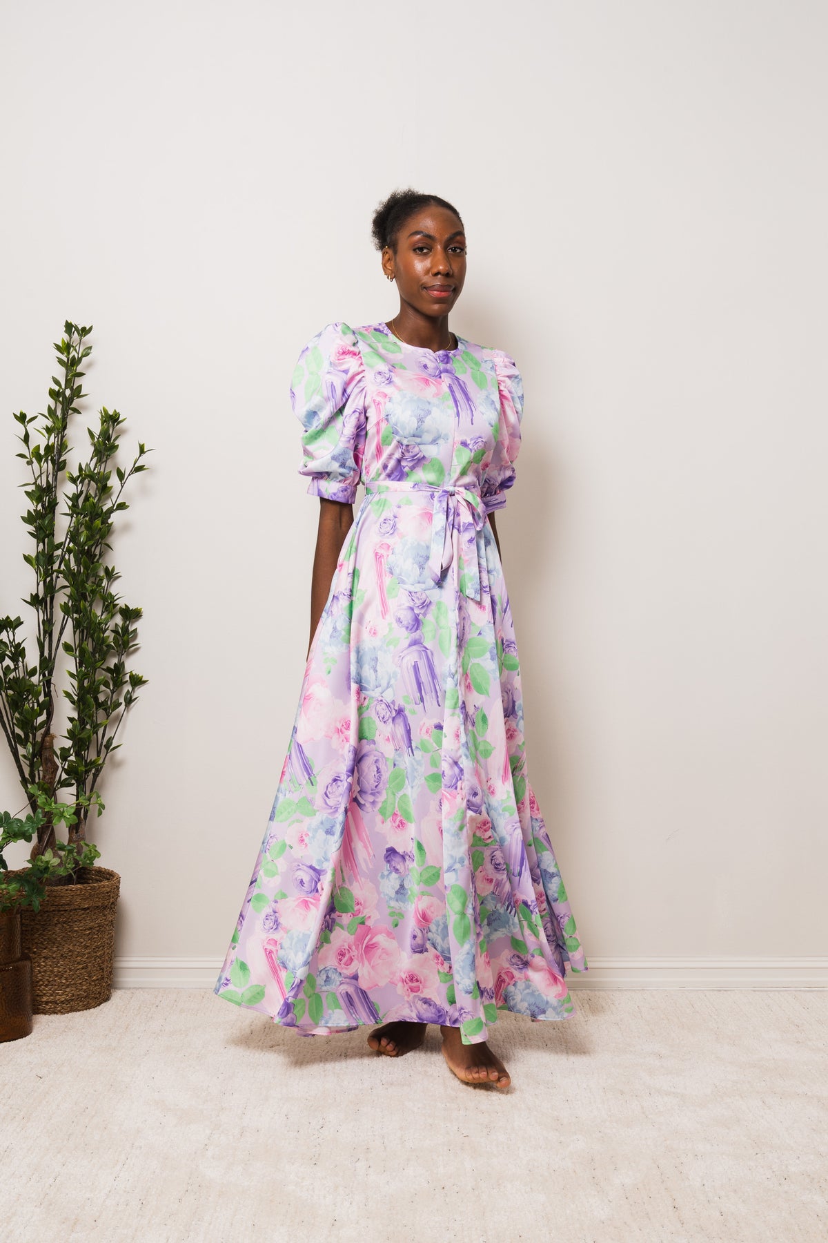 Kayla Maxi Dress - Lilac Sprayflower