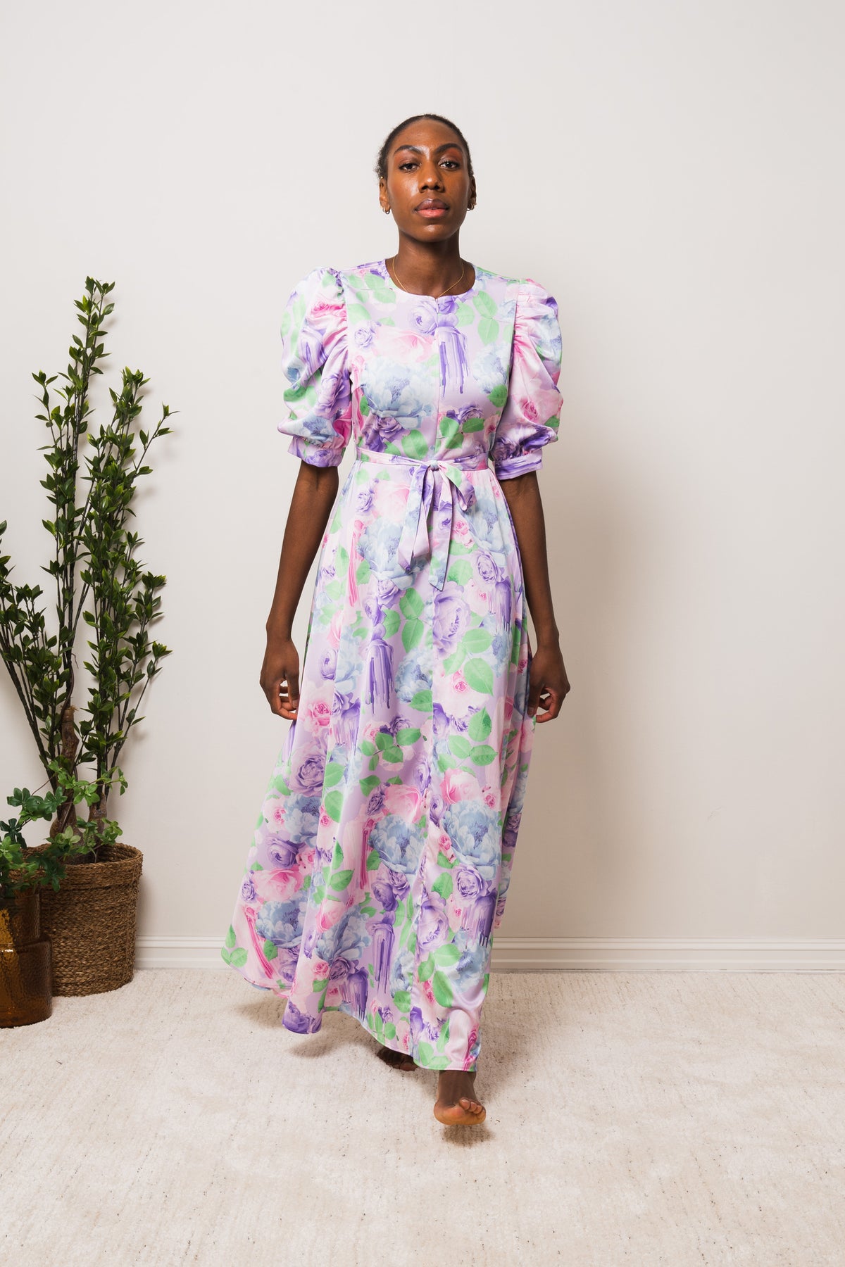 Kayla Maxi Dress - Lilac Sprayflower