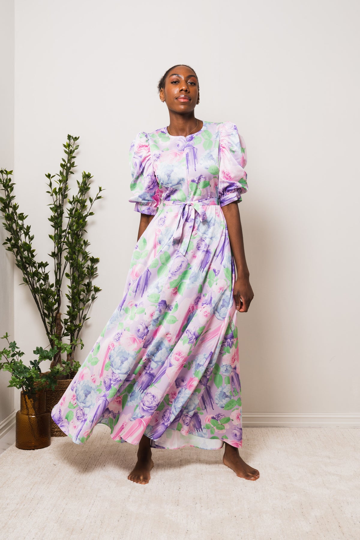 Kayla Maxi Dress - Lilac Sprayflower