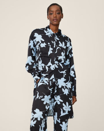 Irida Shirt Dress Aop - Chamb Blue Flw