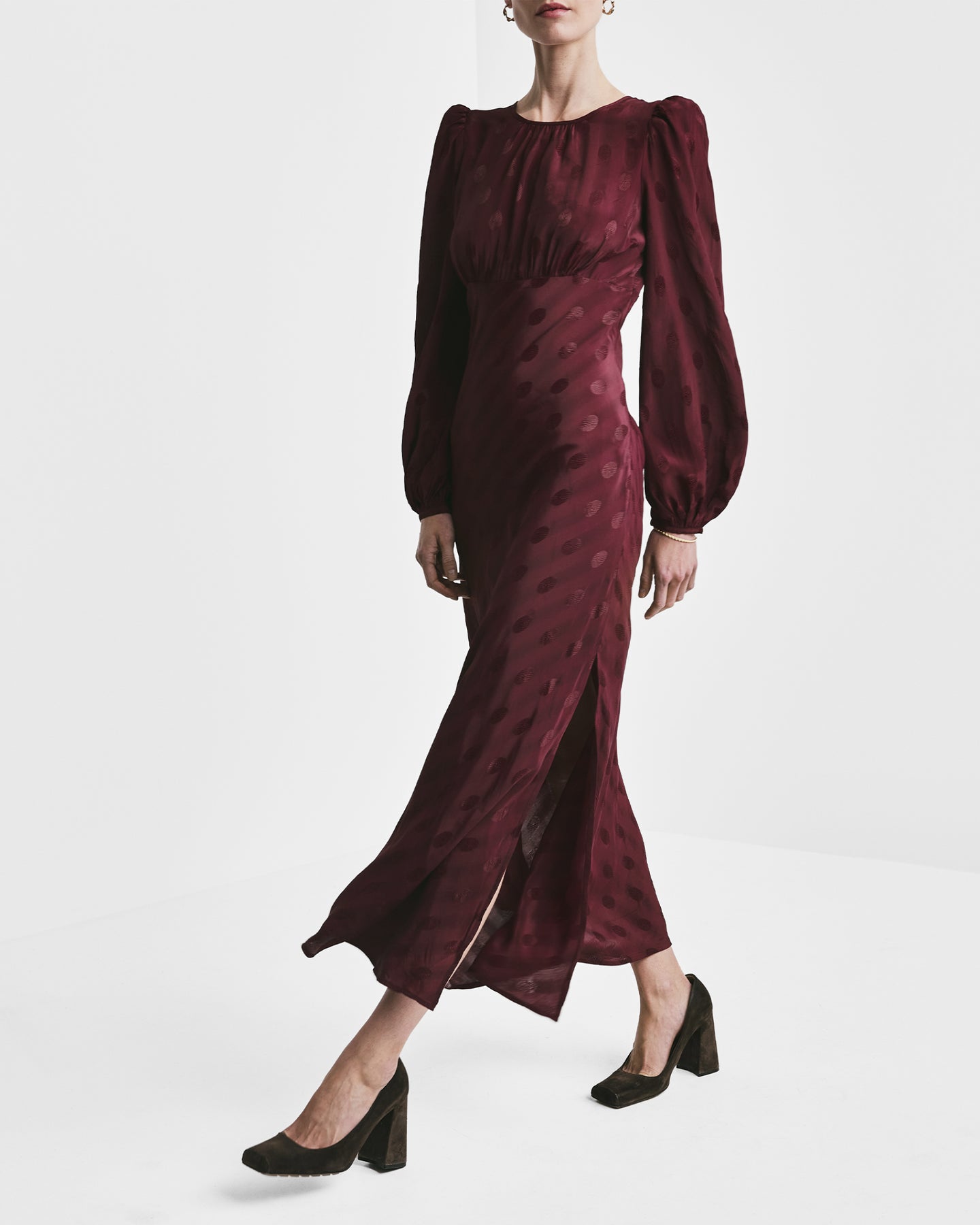 Viscose Midi Dress - Burgundy