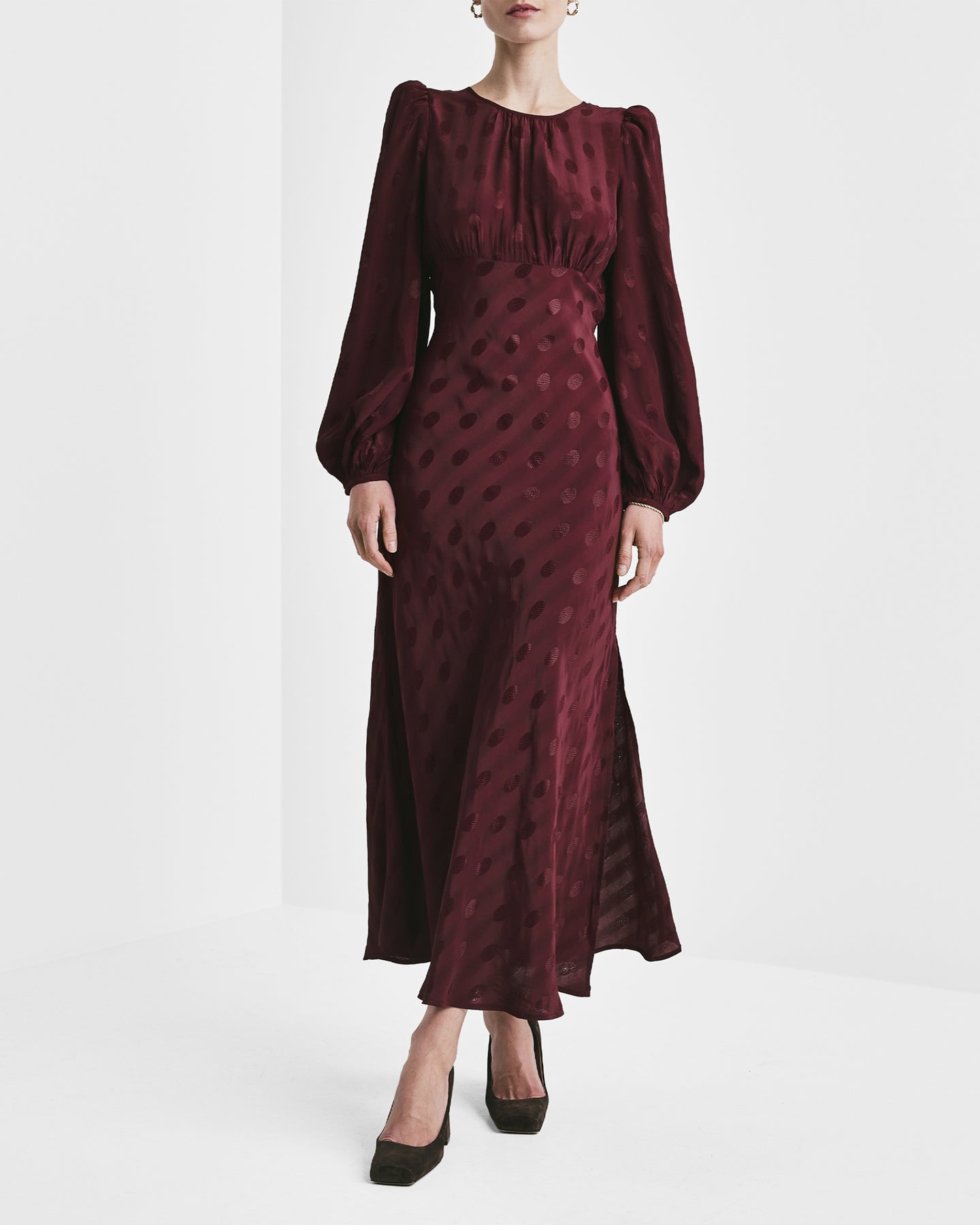 Viscose Midi Dress - Burgundy