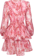 Jade Wave Bright Flower Dress - Pink Bright