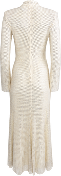 Square Rhinestone Fishnet Midi Dress - Cream