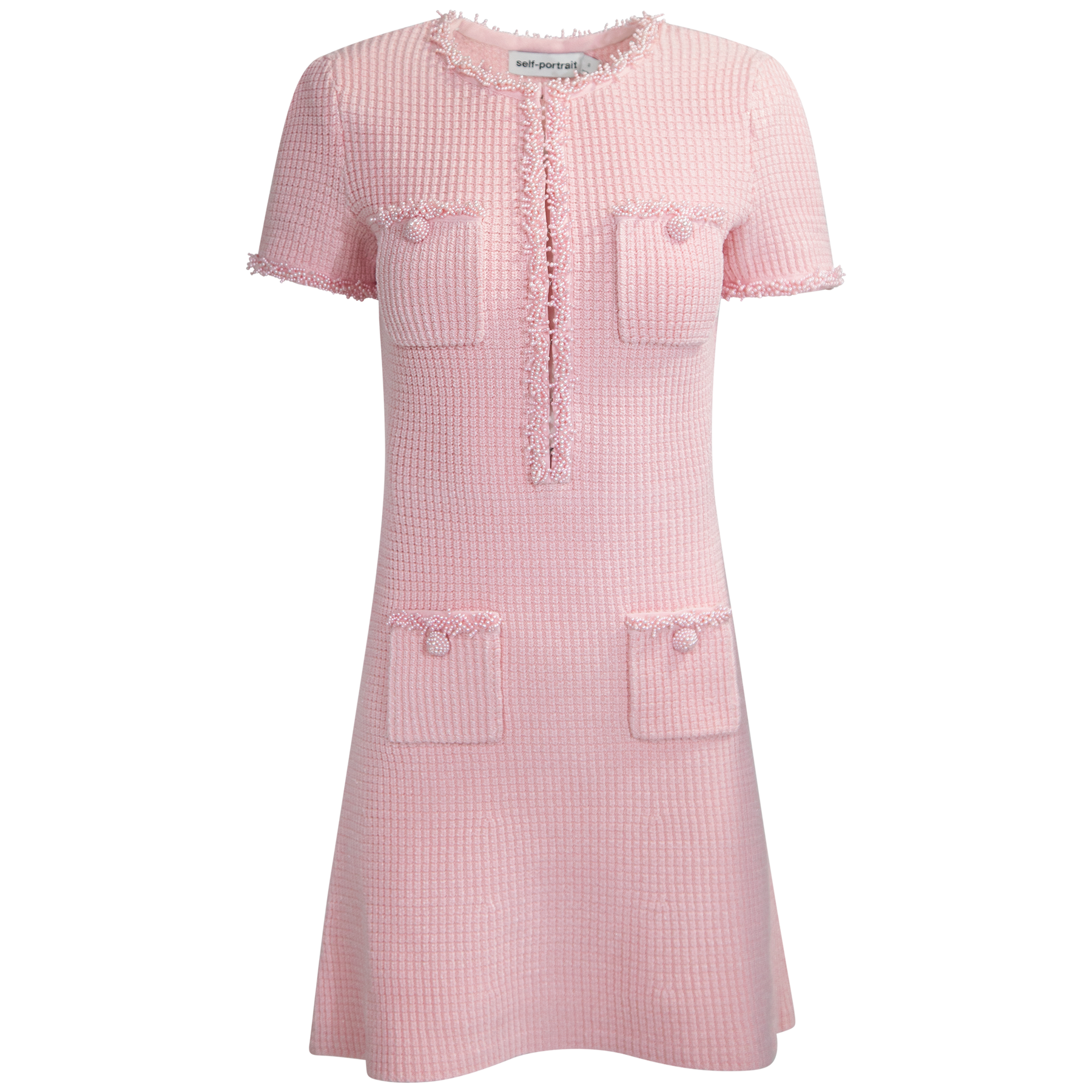 Textured Knit Mini Dress - Pink