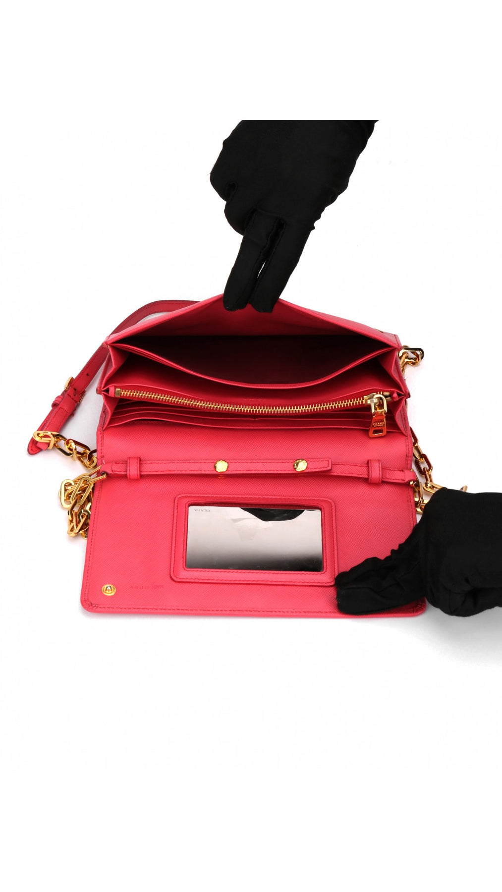 Prada Wallet On Chain Crossbody Bag - Coral Rose