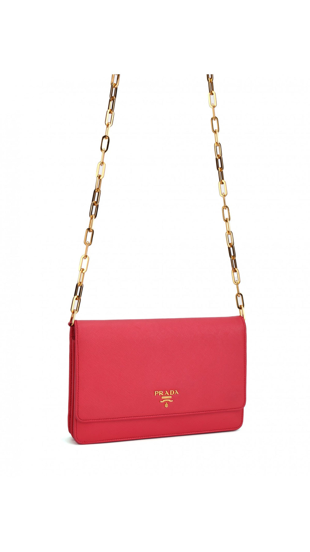 Prada Wallet On Chain Crossbody Bag - Coral Rose