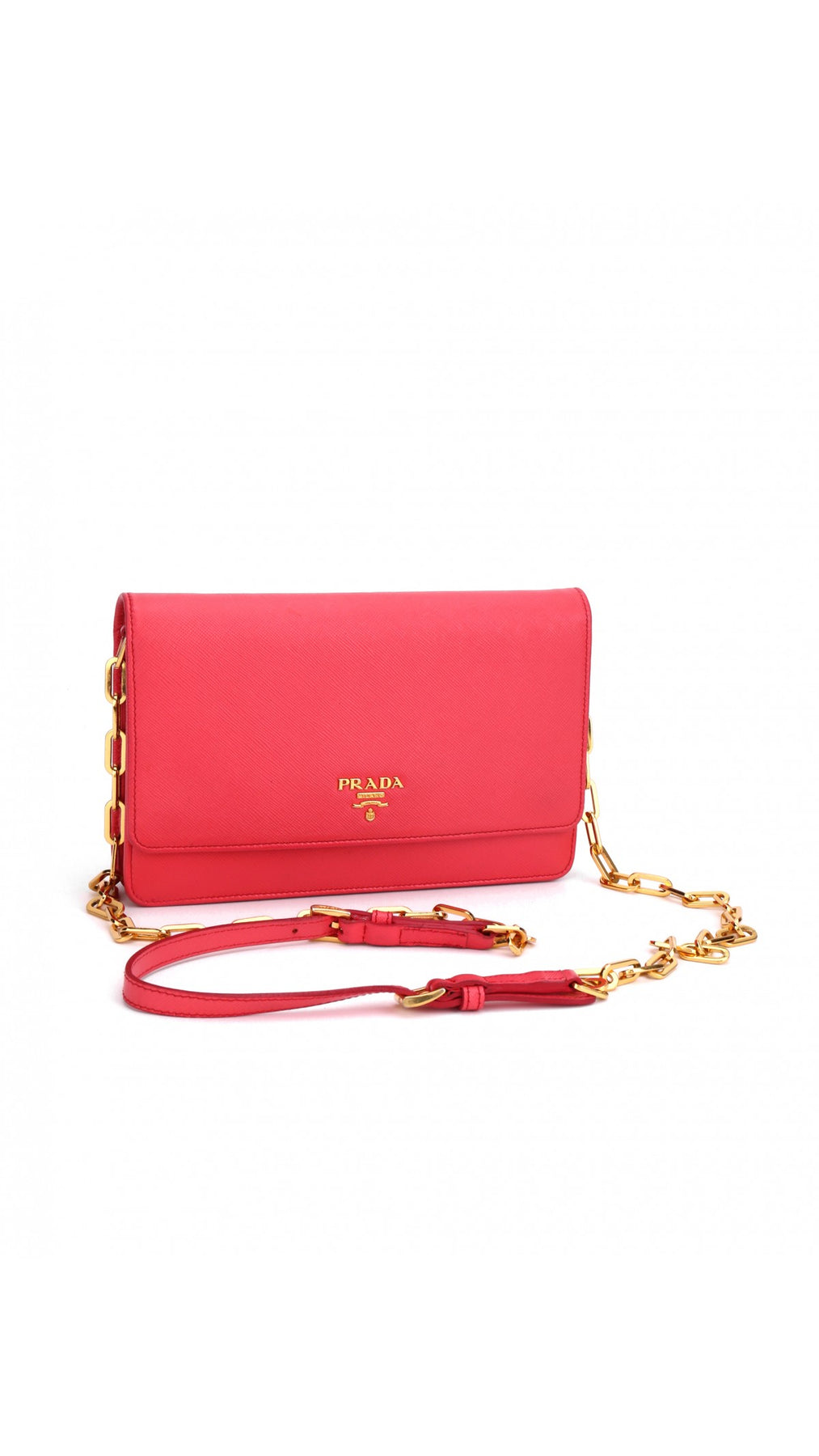 Prada Wallet On Chain Crossbody Bag - Coral Rose