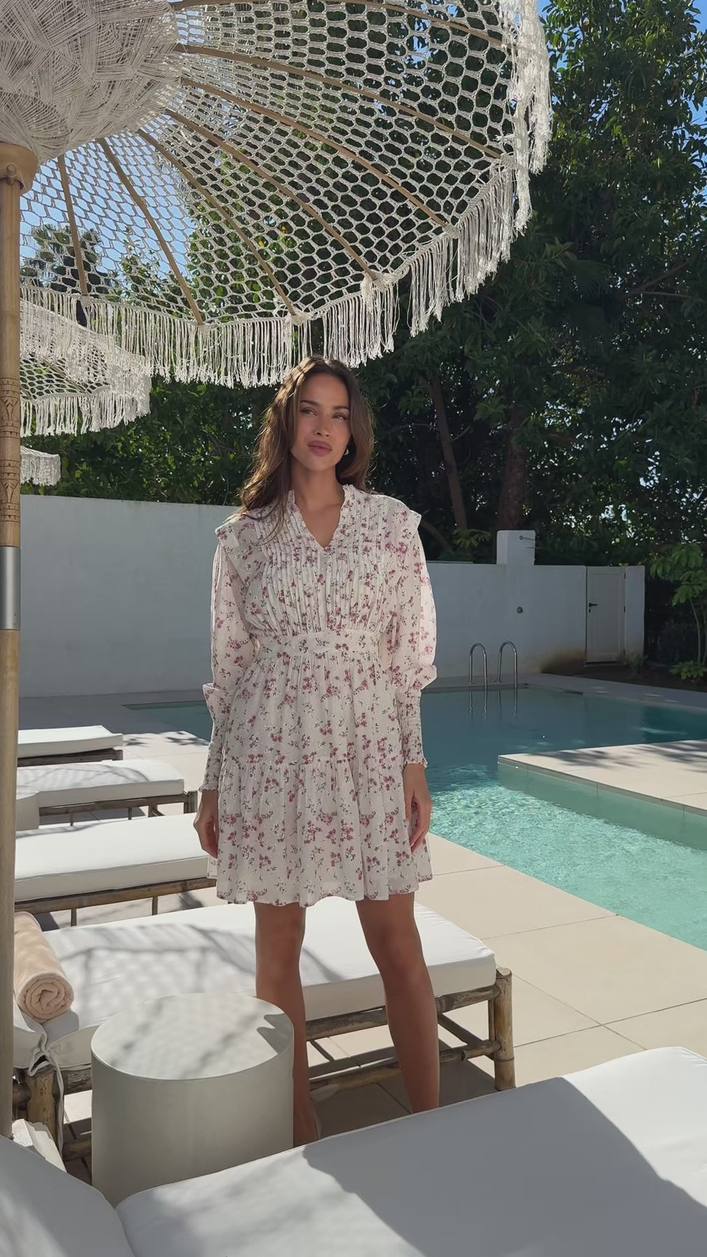 Evina Cotton Dress - Pink Dobby