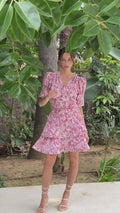 Jade Paisley Satin Dress - Pink
