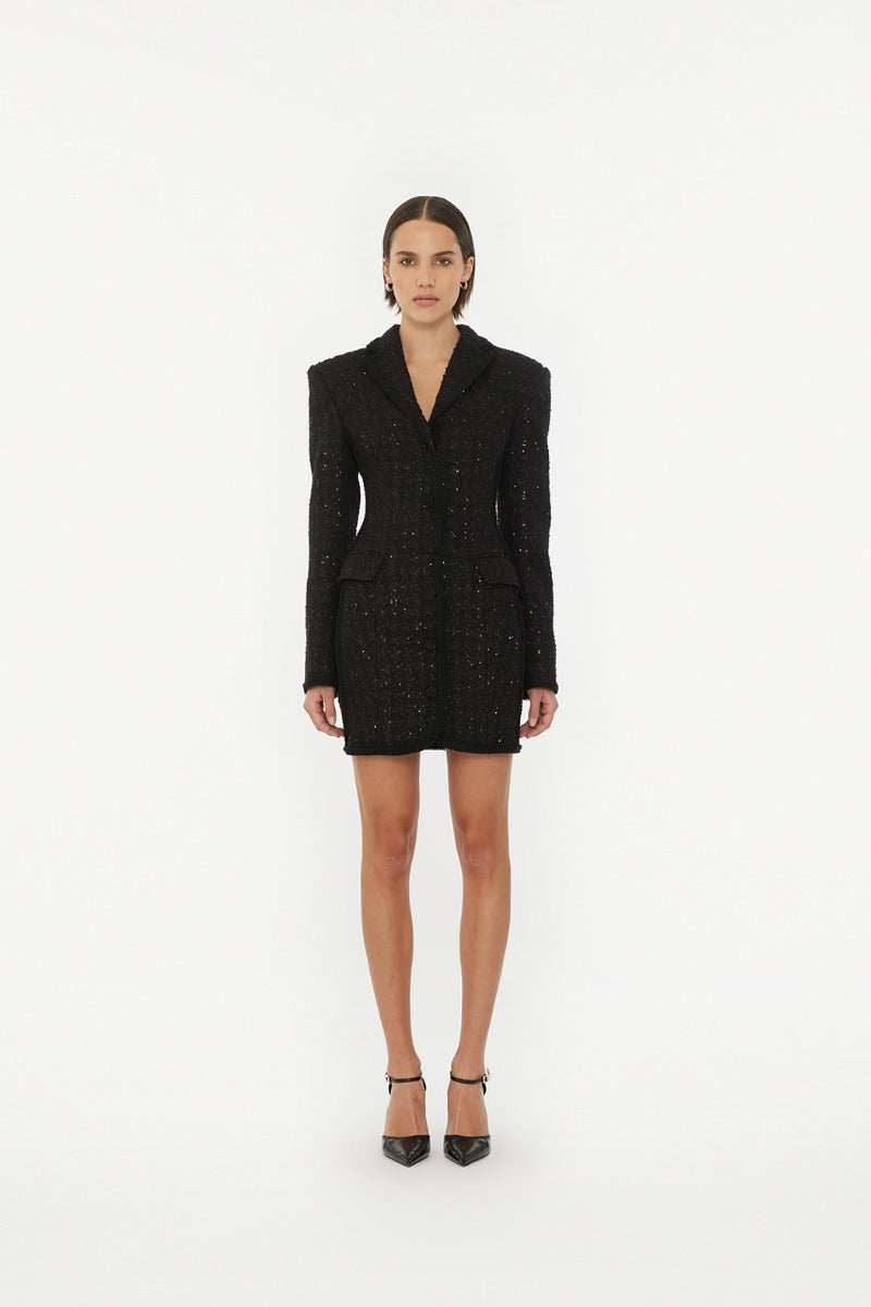 Boucle Blazer Dress - Black