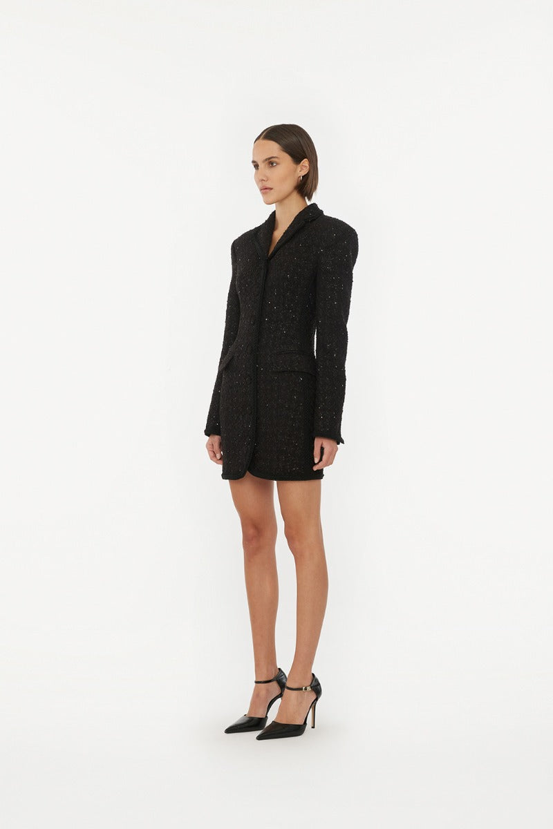 Boucle Blazer Dress - Black