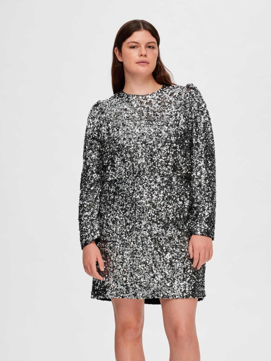 Colyn LS Short Sequins Dress - Silver