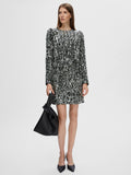 Colyn LS Short Sequins Dress - Silver