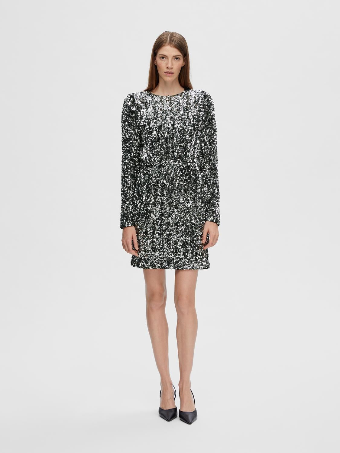 Colyn LS Short Sequins Dress - Silver