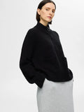 Sia Ras Ls Knit Zipper Cardigan - Black