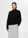 Sia Ras Ls Knit Zipper Cardigan - Black