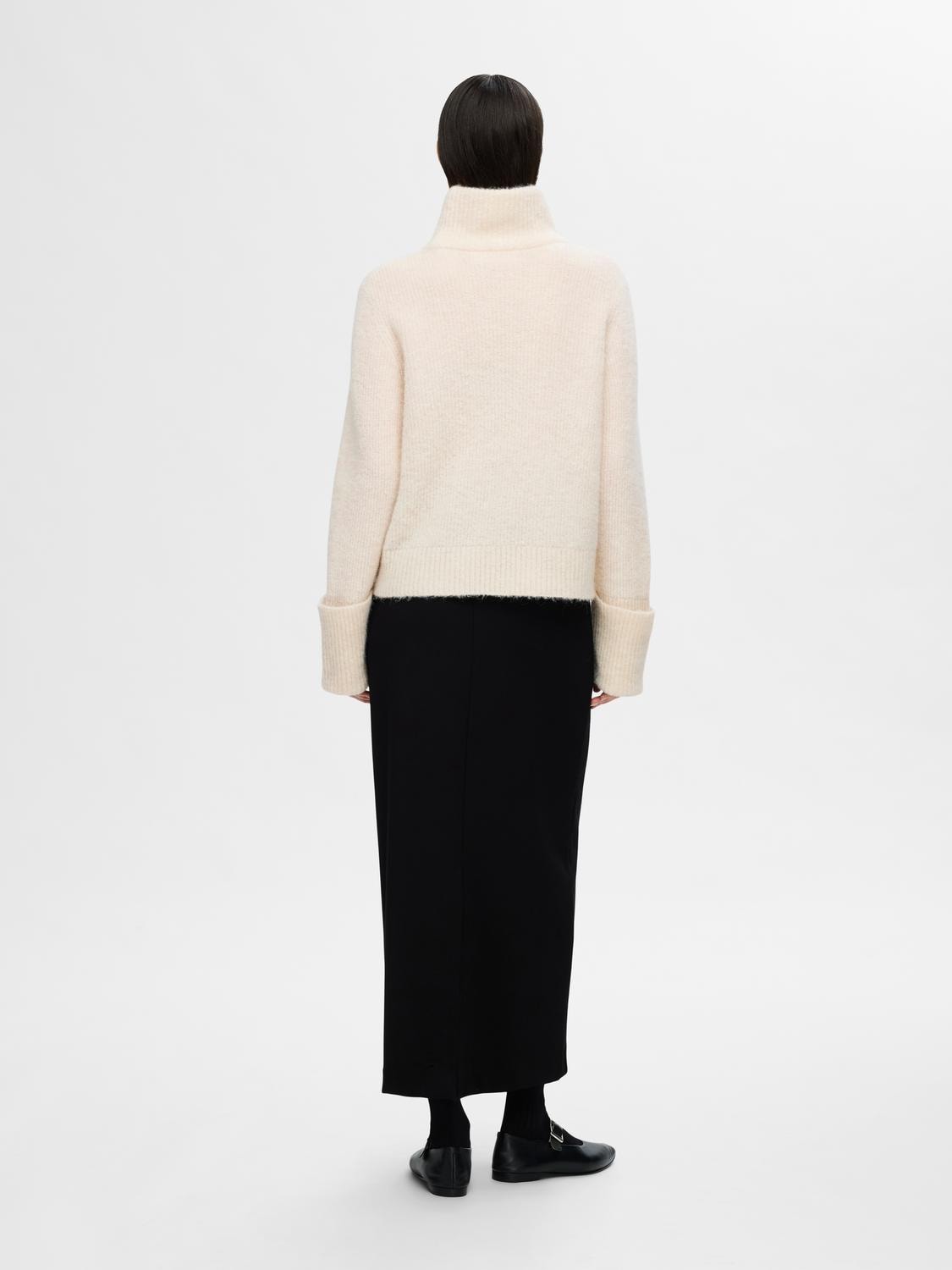 Sia Ras Ls Knit High Neck - Birch Melange