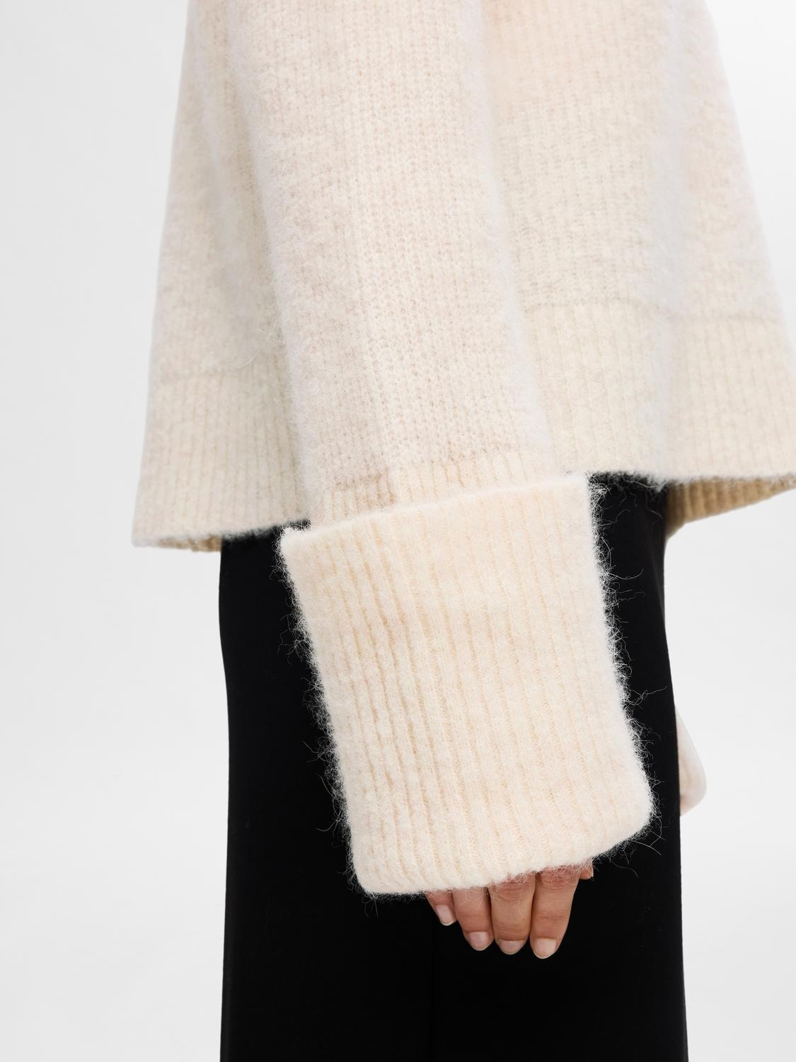 Sia Ras Ls Knit High Neck - Birch Melange
