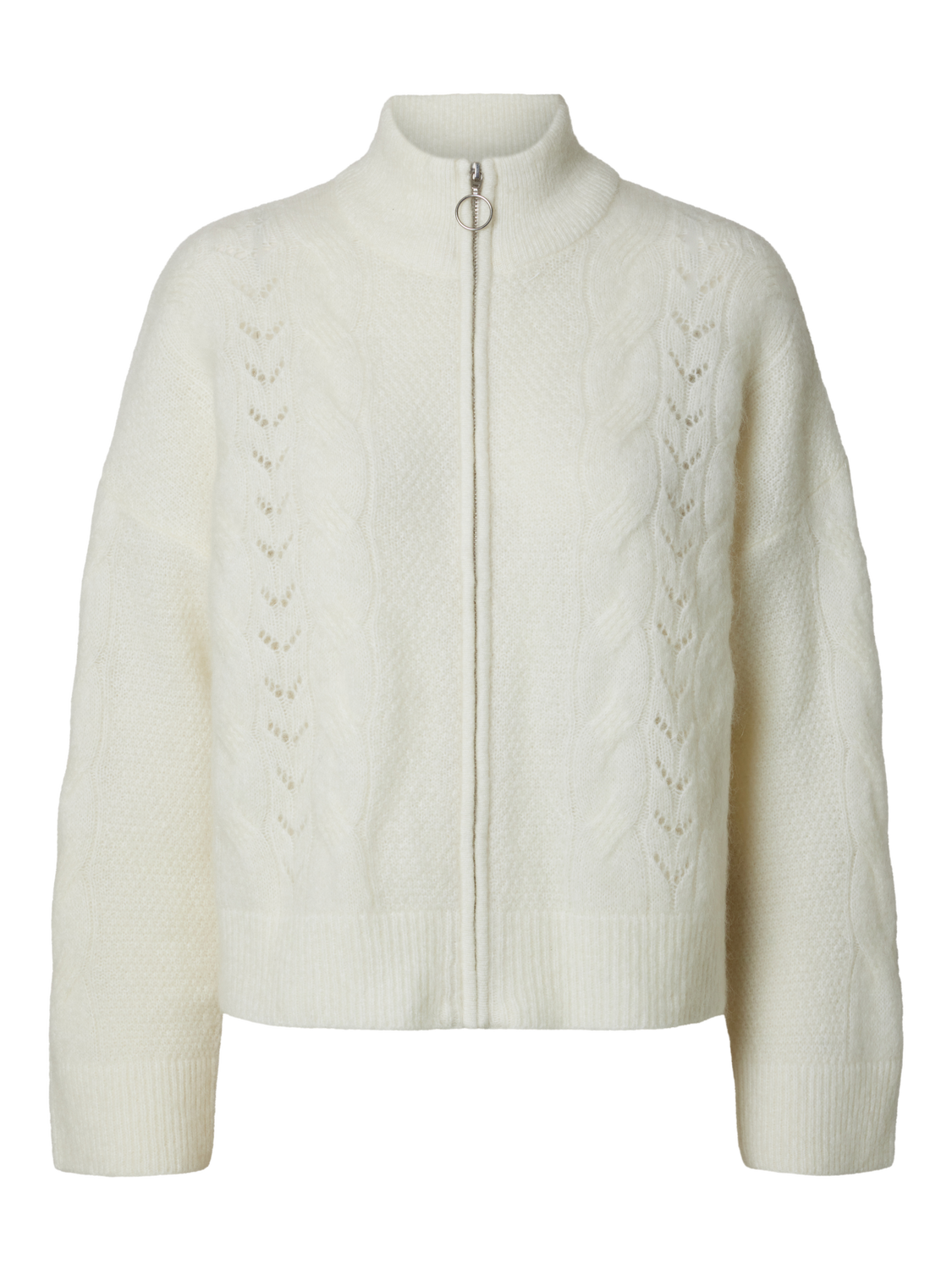 Vera Ls Knit Zip Cardigan - Birch