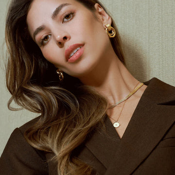 Statement Open Interlocking Hoop Earring - Pale Gold