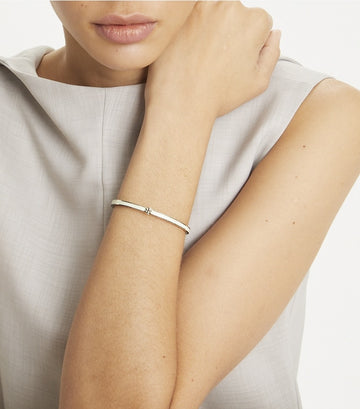 Thin Kira Enamel Bracelet - Tory Gold / New Ivory