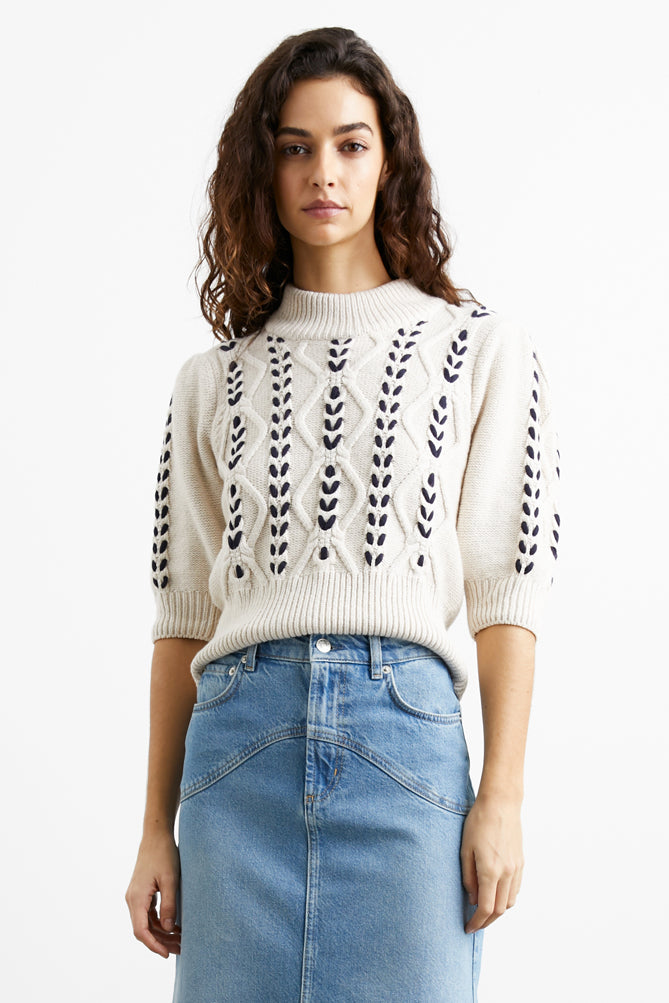 Addy - Oatmeal Navy Cables