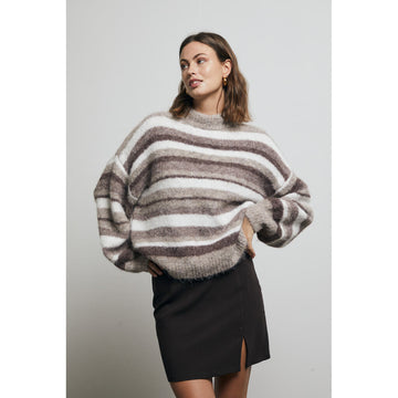 Patrisia Knit Pullover - Brown/White