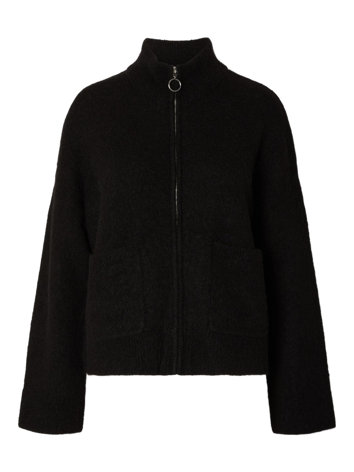 Sia Ras Ls Knit Zipper Cardigan - Black