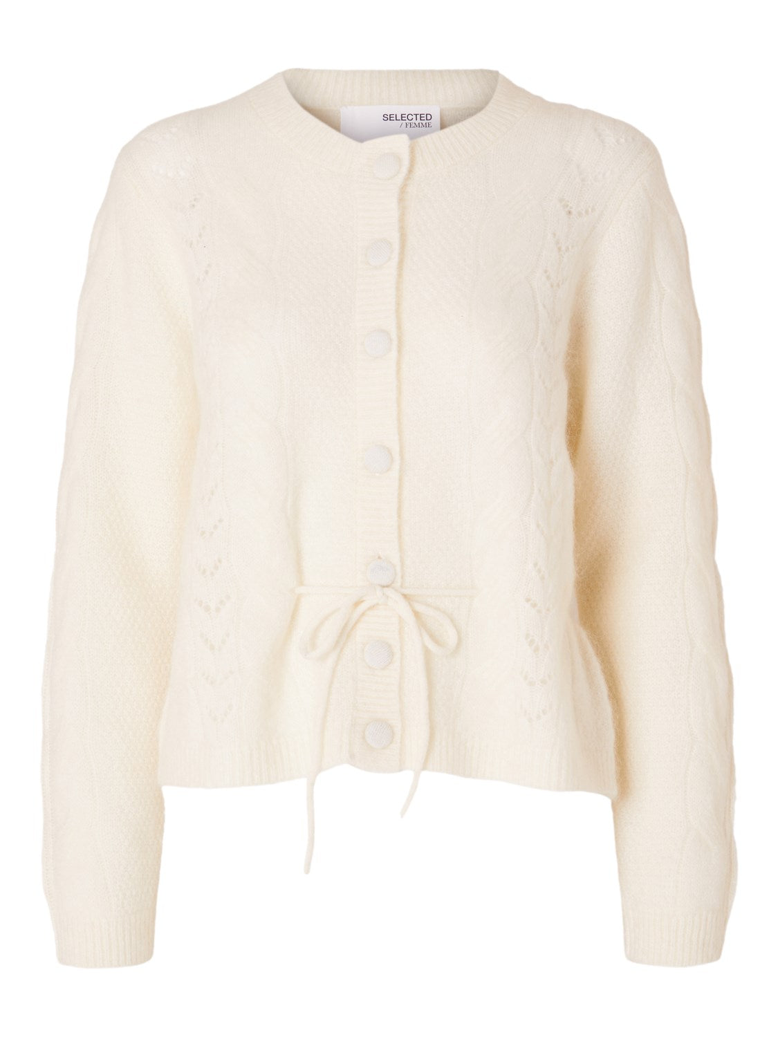Vera Ls Knit Belt Cardigan Snow White