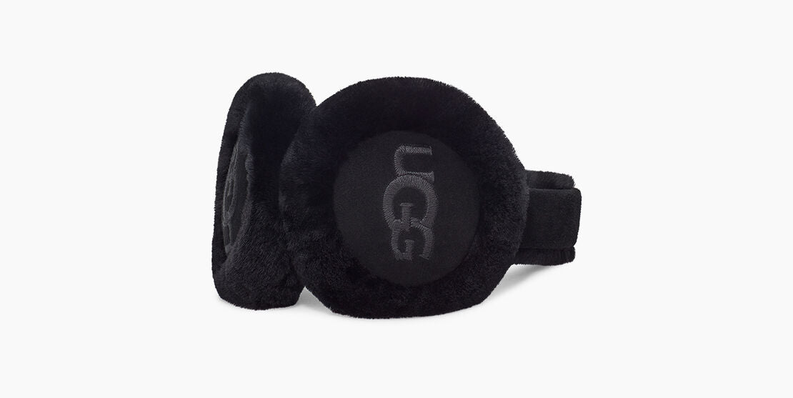 W Embroidered L Earmuffs - Black